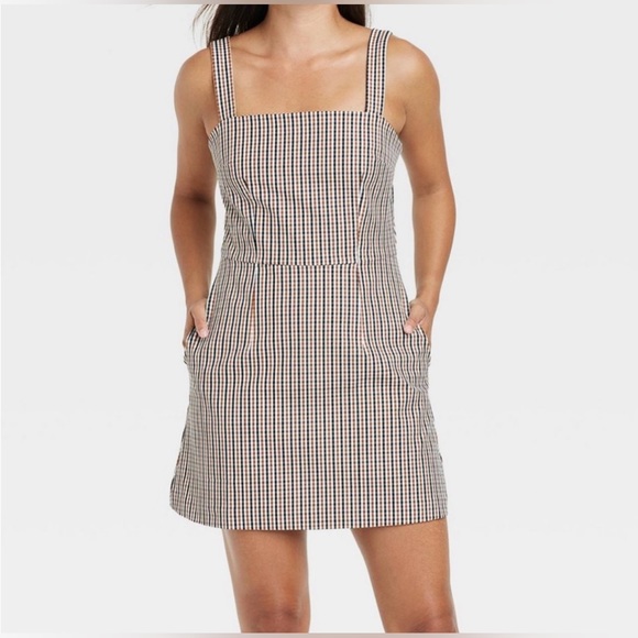 a new day Dresses & Skirts - NEW a new day Brown Plaid Sleeveless Menswear Dress Size 3X